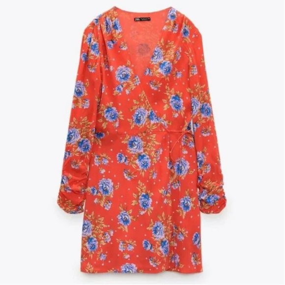 NWT Zara Floral Wrap Dress - Picture 2 of 14